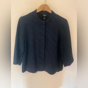 Eileen Fischer dark blue gauzey cotton shirt jacket